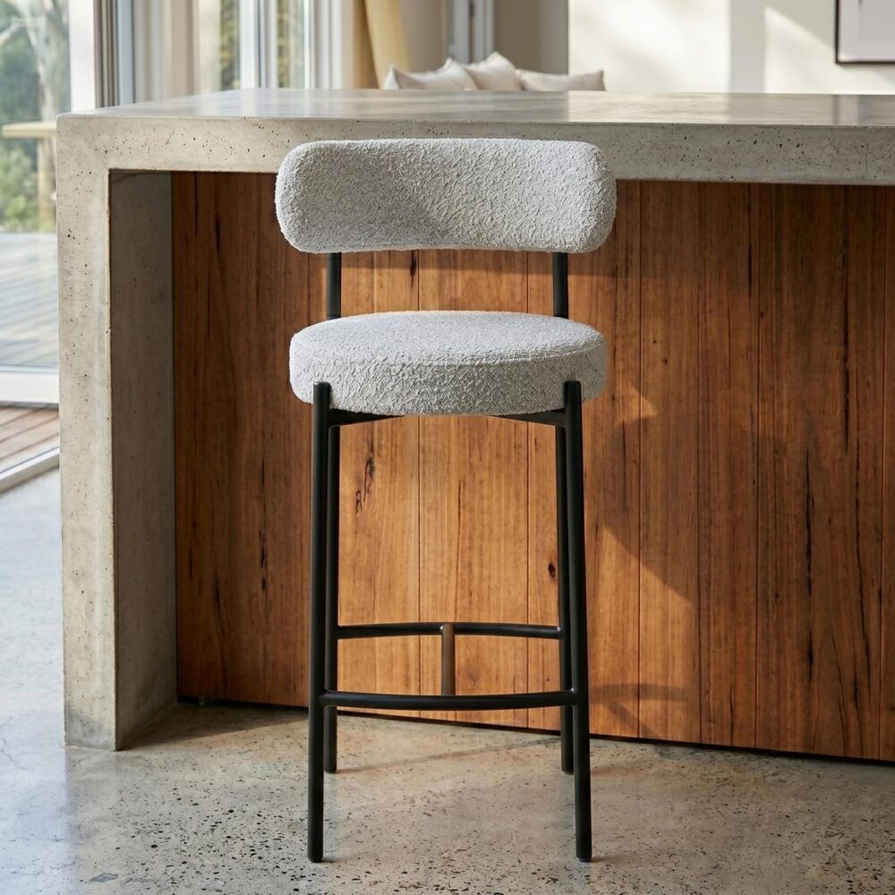 Shoreham Boucle Bar Stool, White 2pcs