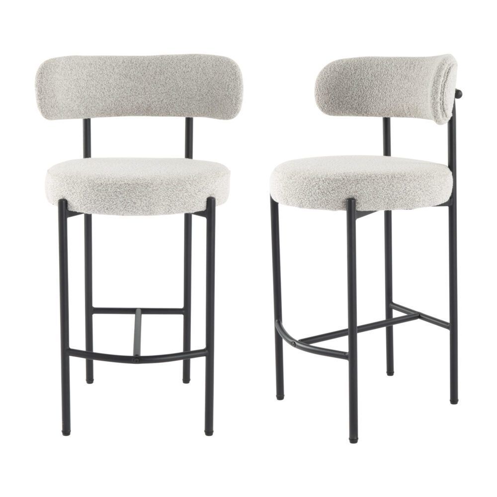 Shoreham Boucle Bar Stool, White 2pcs
