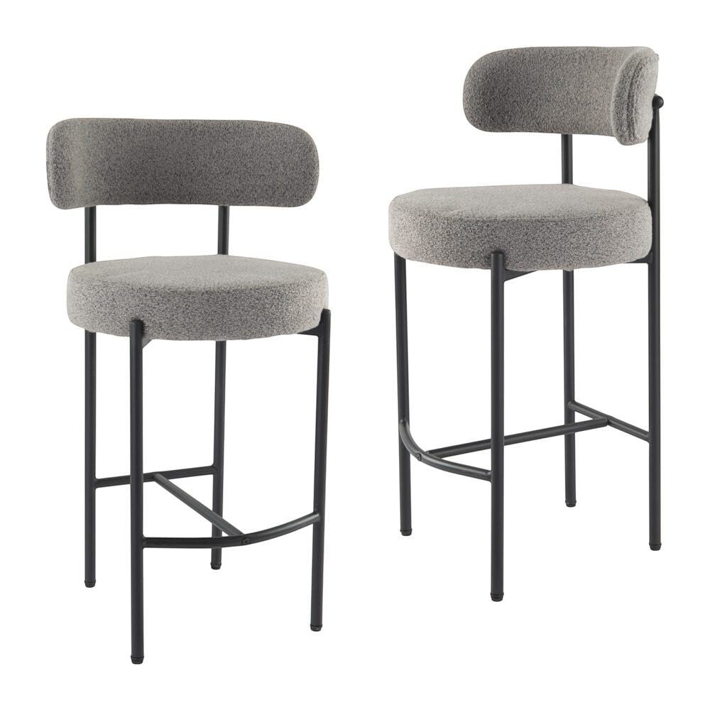 Mount Martha Boucle Bar Stool, Grey 2pcs