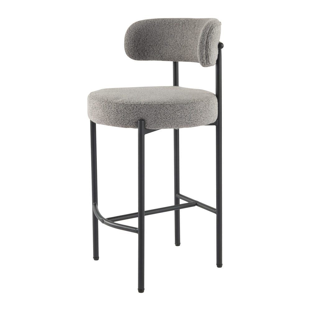 Mount Martha Boucle Bar Stool, Grey 2pcs