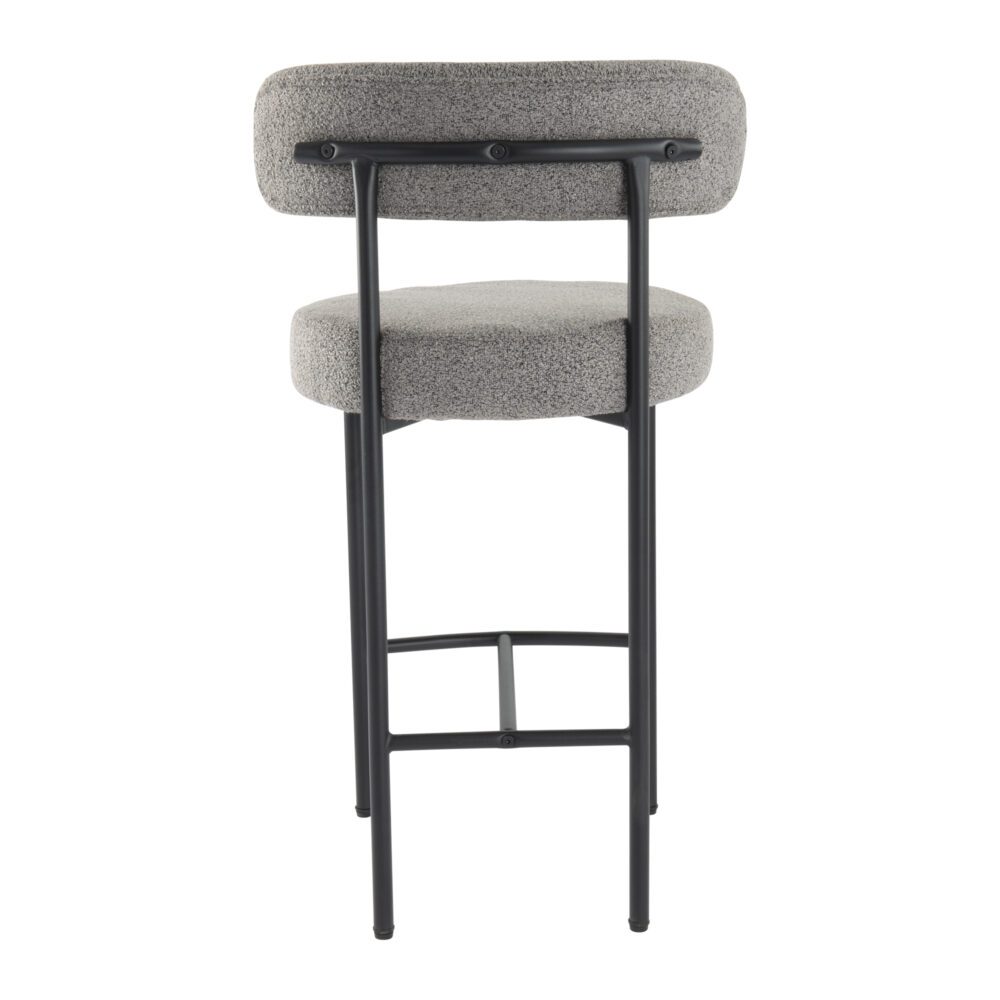 Elsa grey boucle bar stool seat close-up showing textured fabric — Allure Home Collections