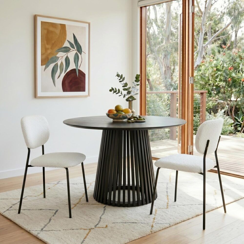 Stockwell white teddy boucle armless dining chair