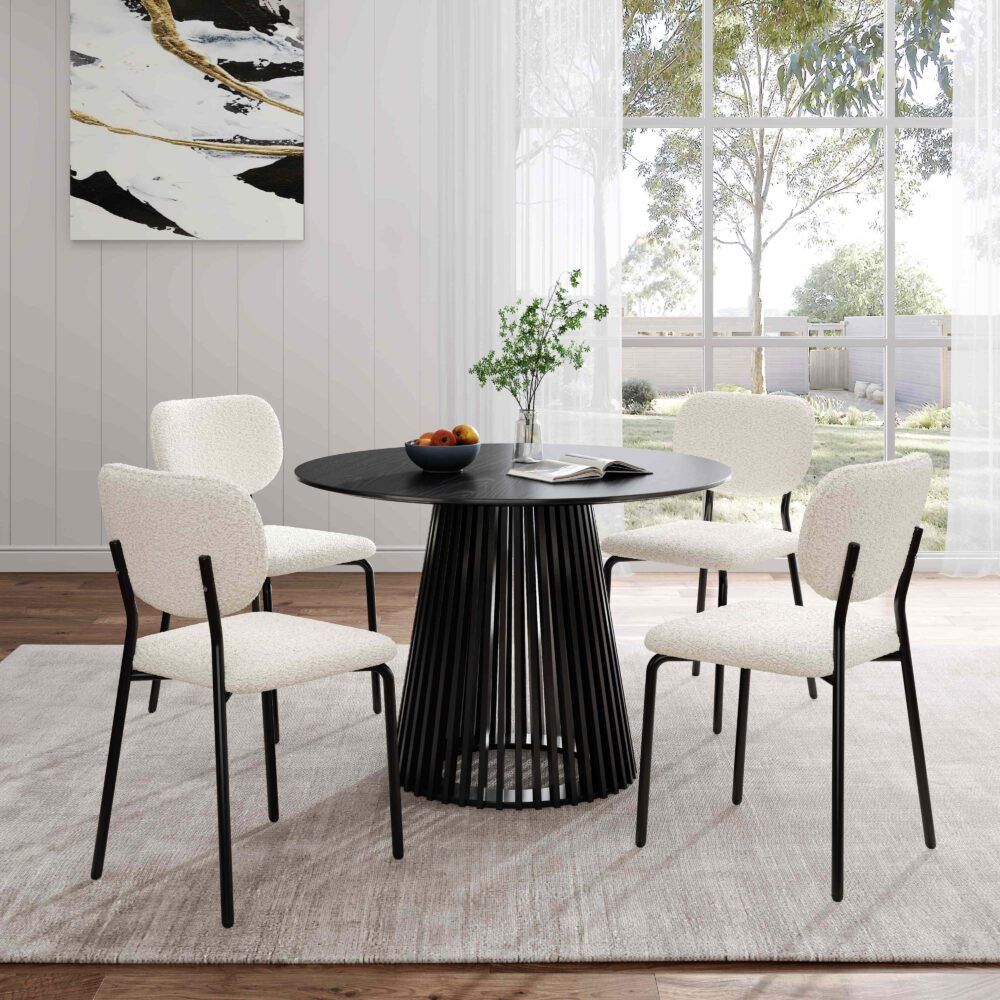 Stockwell white teddy boucle armless dining chair