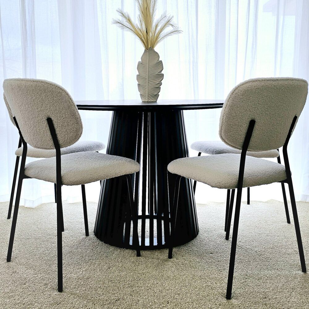 Stockwell white teddy boucle armless dining chair