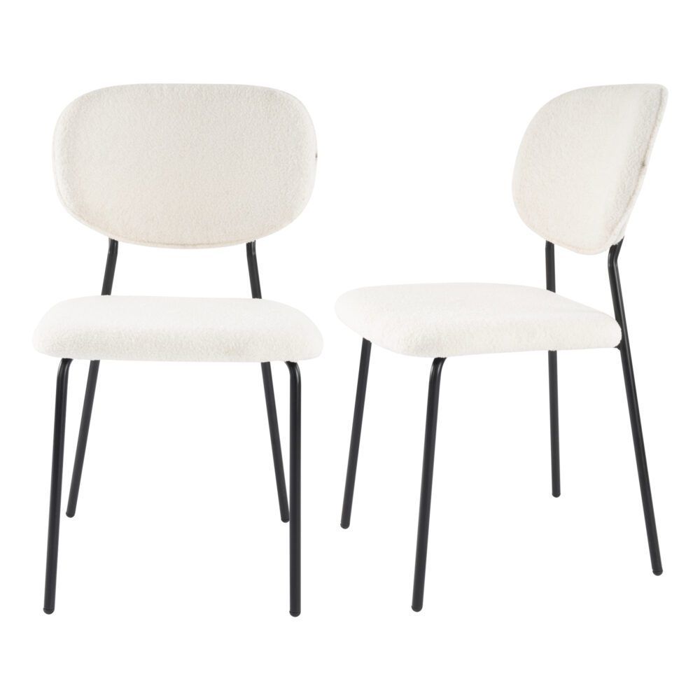 Stockwell white teddy boucle armless dining chair