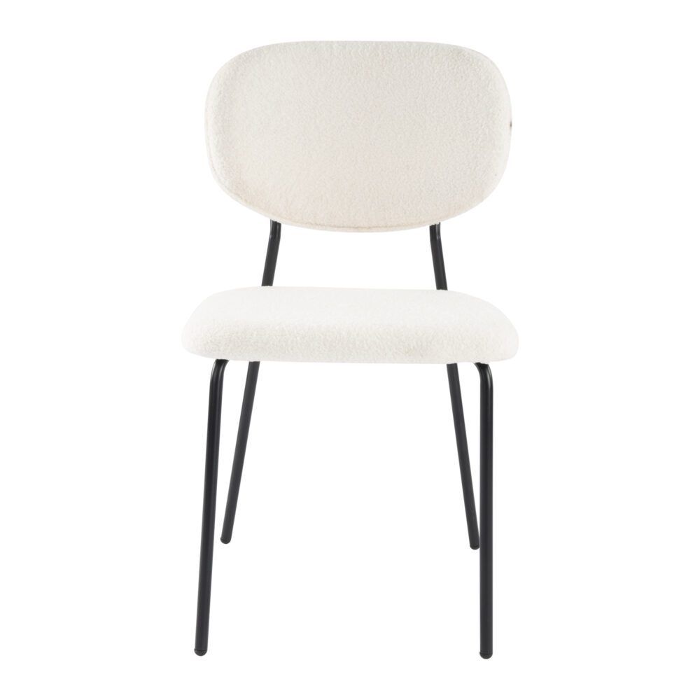 Stockwell white teddy boucle armless dining chair