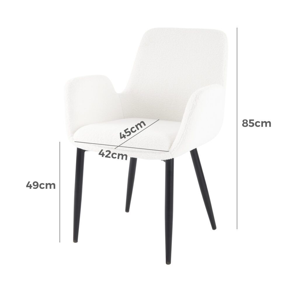 Rowland Flat Dining Armchair, White 2pcs