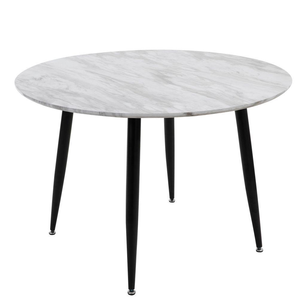 Birdwood 5 Piece Dining Set, White Marble and Green Velvet