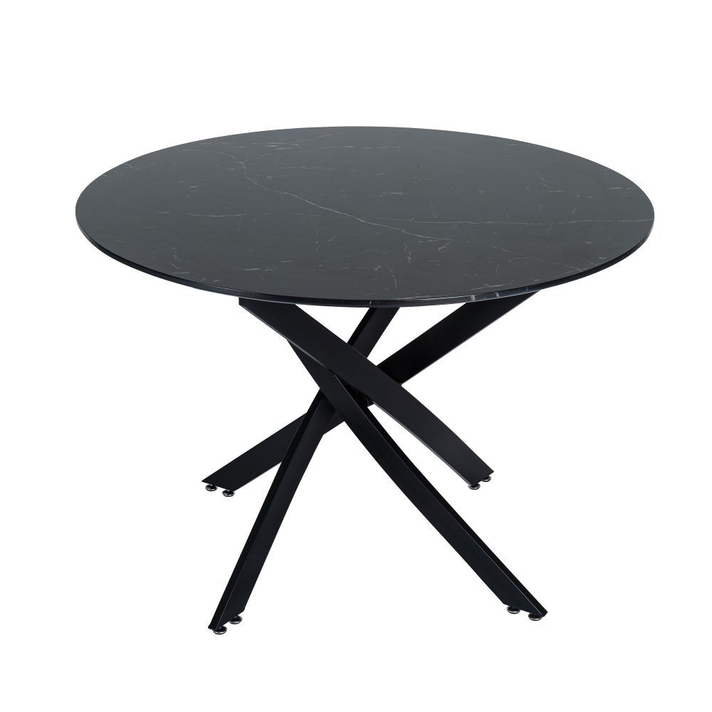 Gumeracha 5 Piece Dining Set, Black Marble and Blue Velvet