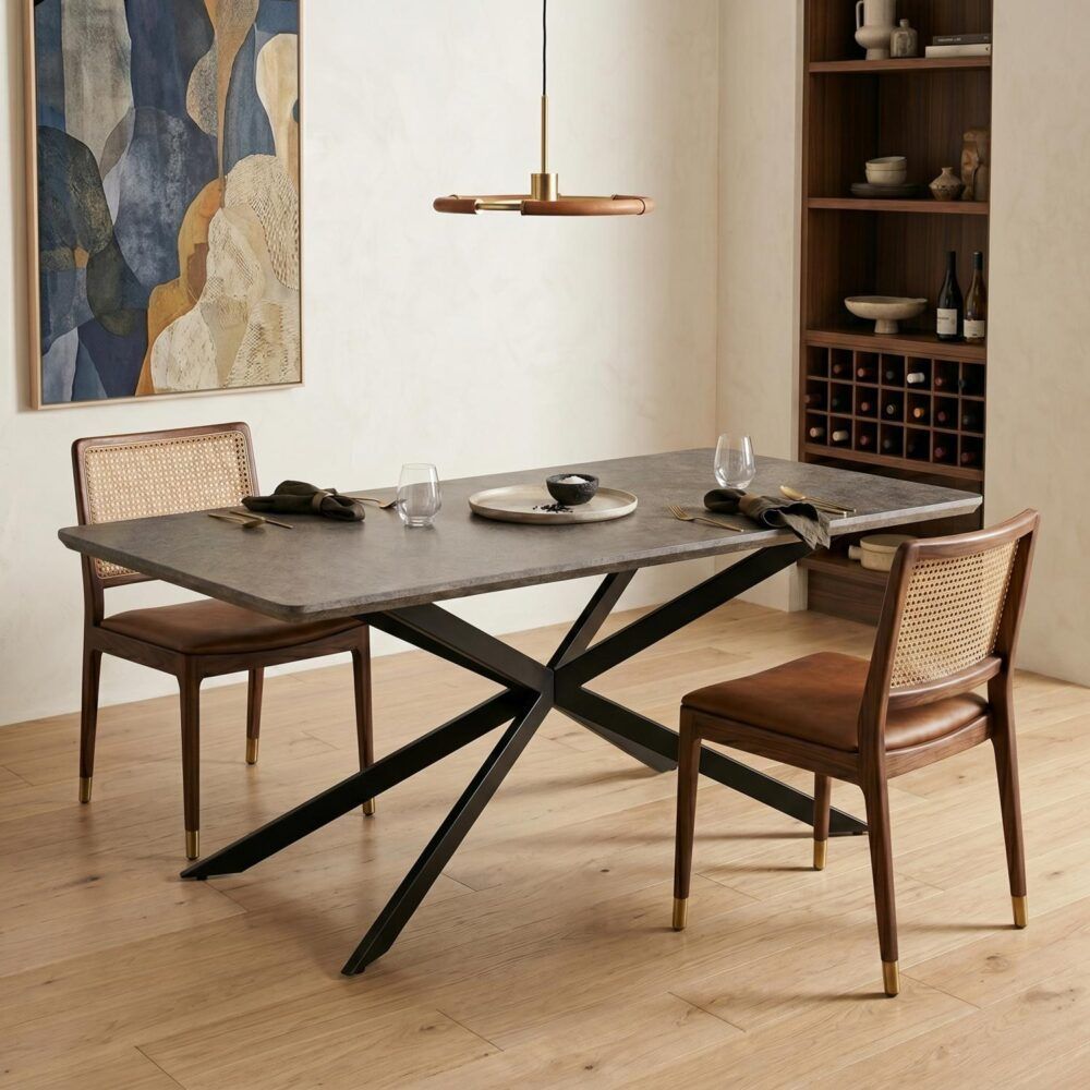 Manoora rectangular dining table in dark grey