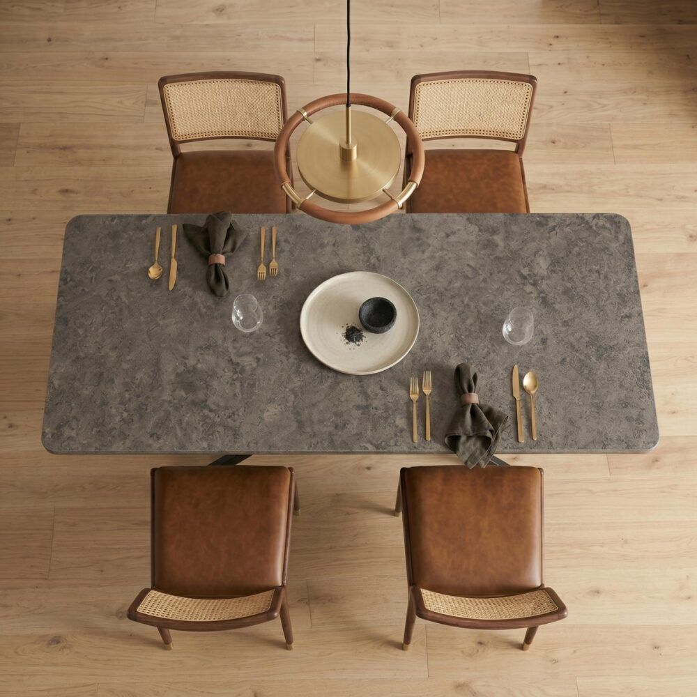 Manoora rectangular dining table in dark grey