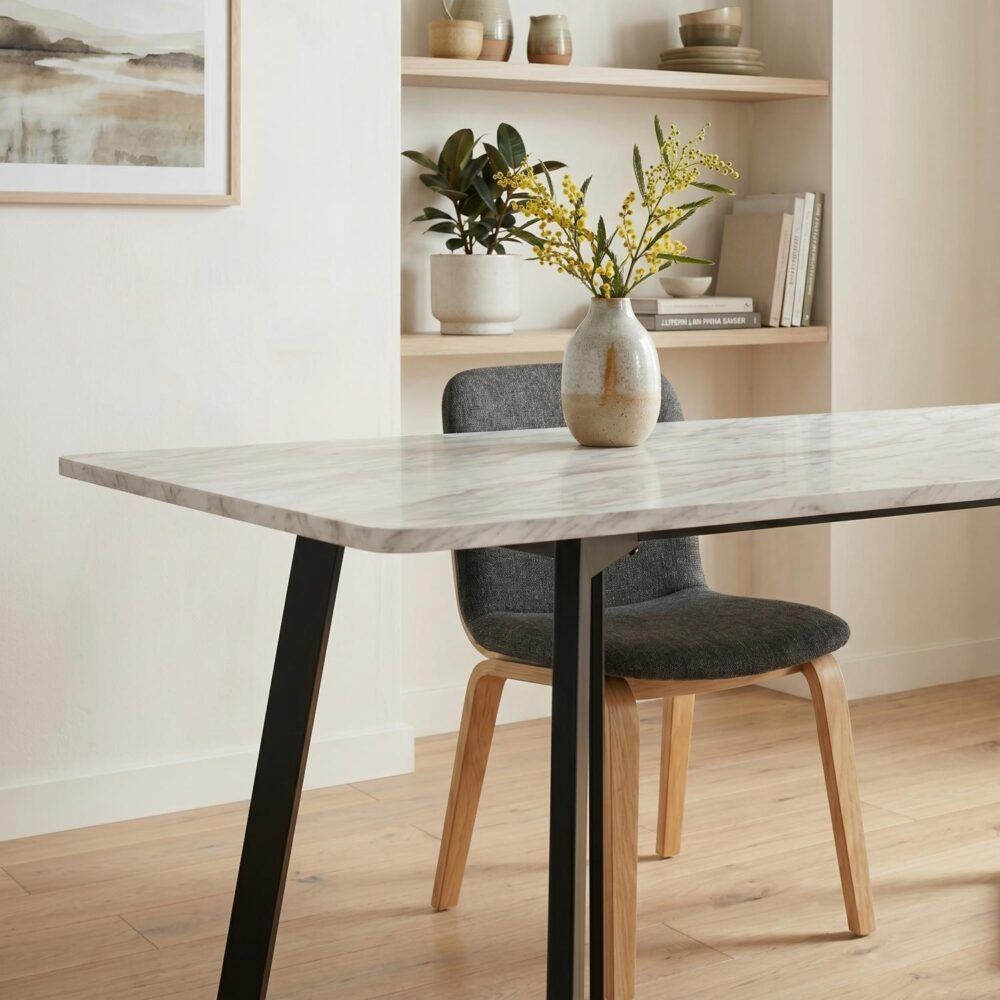Sevenhill Rectangular Marble Dining Table, White 170cm