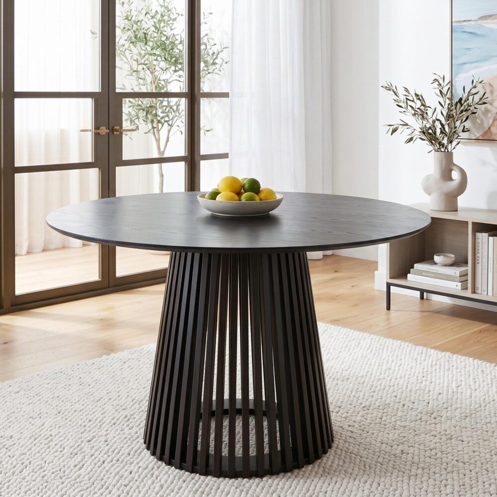 Leasingham Round Dining Table, Black 110cm