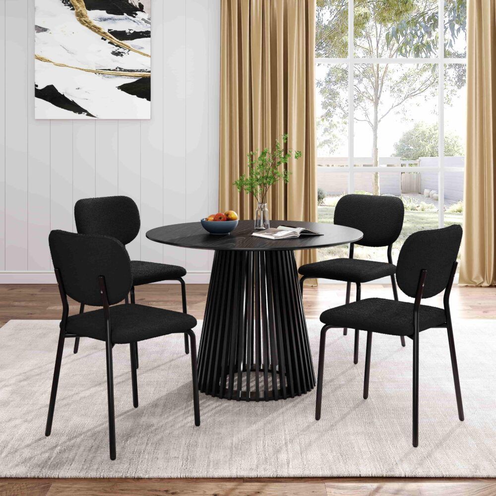 Leasingham Round Dining Table, Black 110cm
