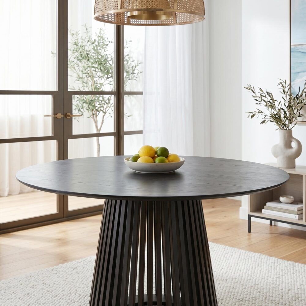 Leasingham Round Dining Table, Black 110cm