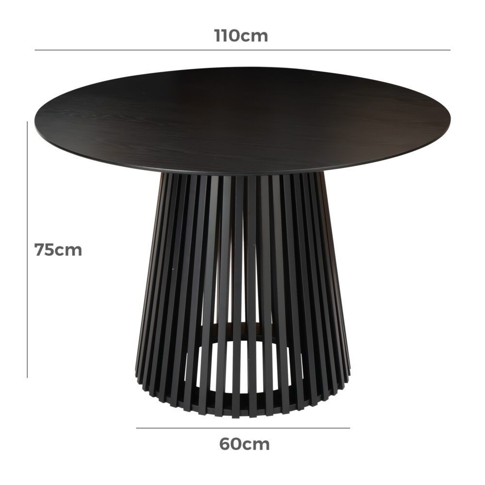 Leasingham Round Dining Table, Black 110cm