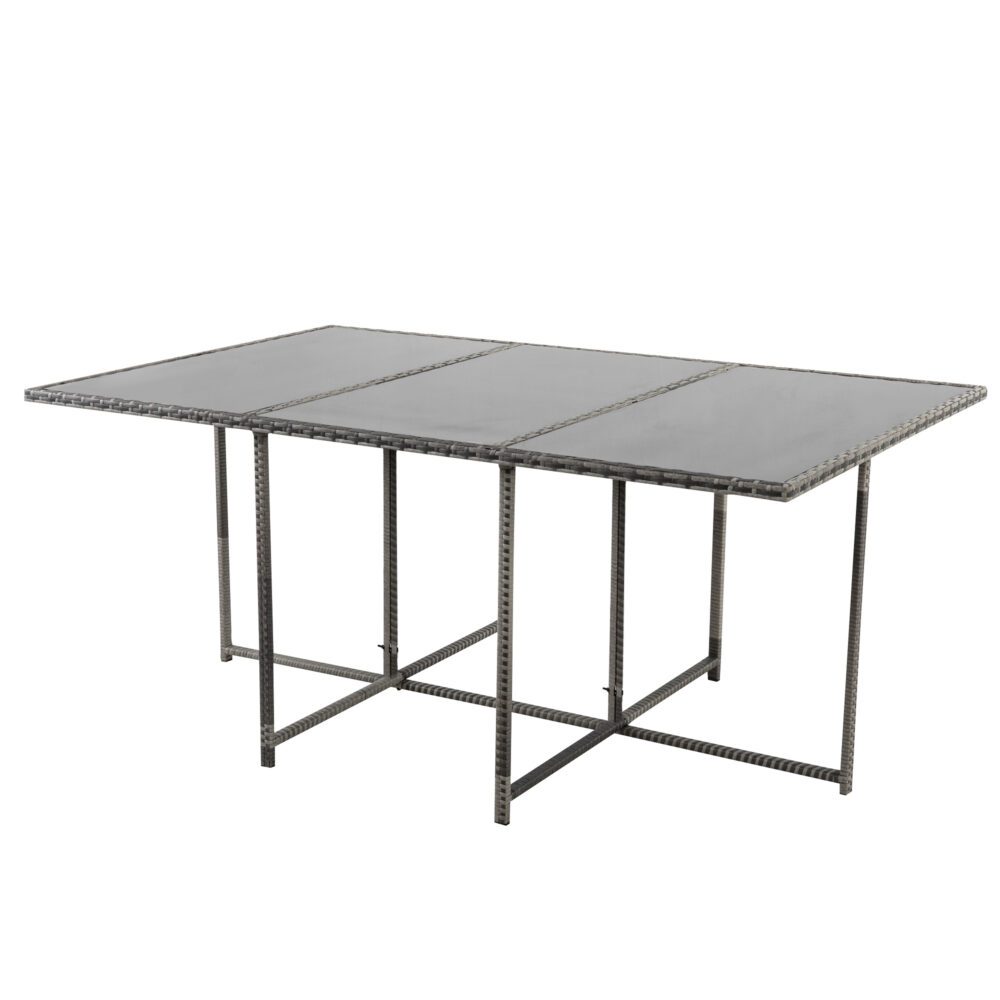 11 Piece Outdoor Dining Set, Wicker Grey, view 7