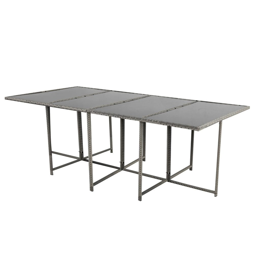 13 Piece Outdoor Dining Set, Wicker Grey, view 9