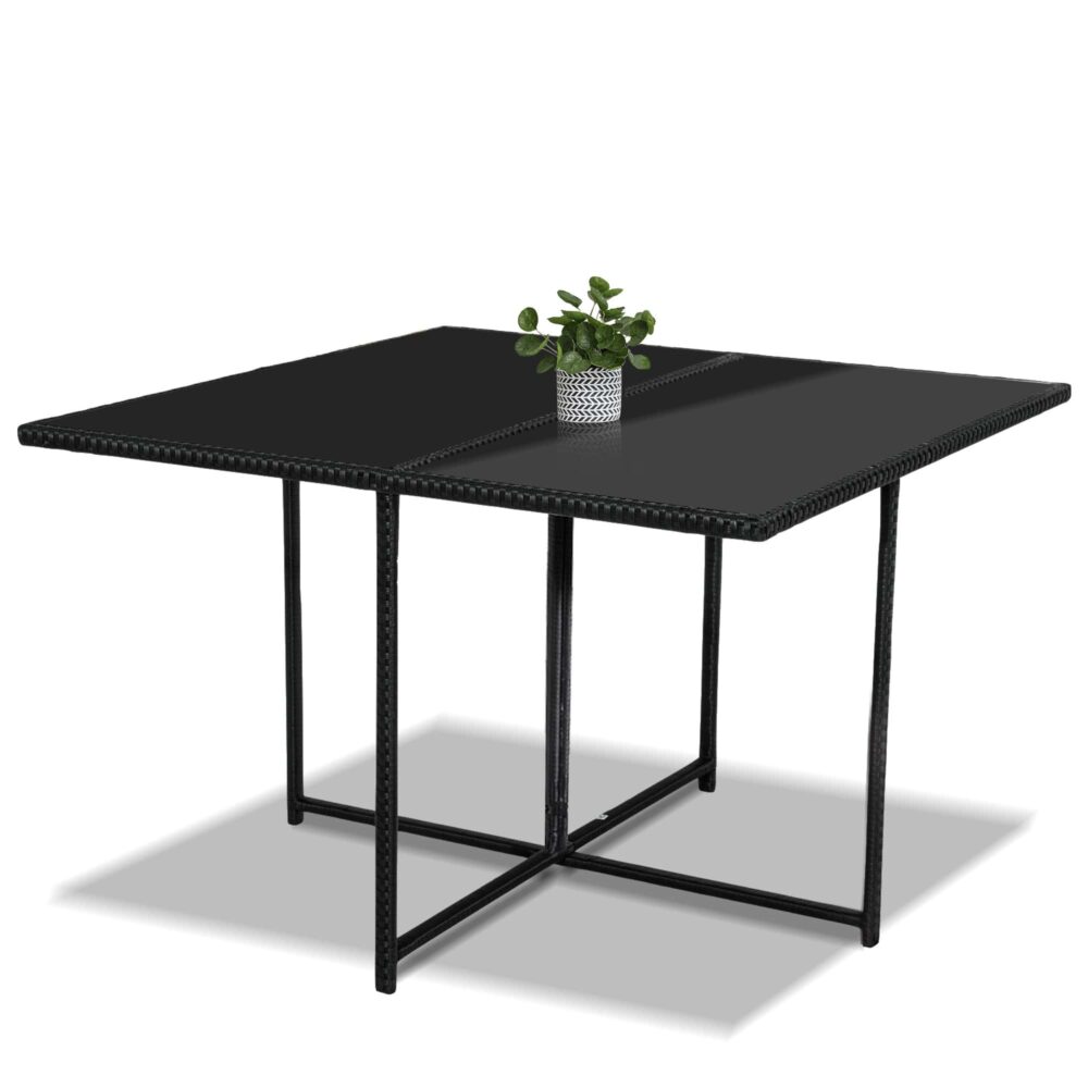 9 Piece Outdoor Dining Set, Wicker Black, view 14
