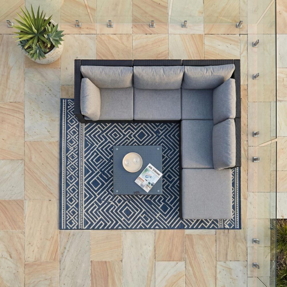Caloundra 6 Piece Outdoor Modular Lounge, Black Wicker