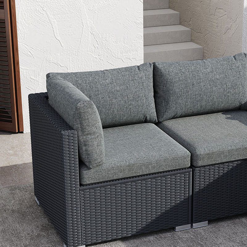 Caloundra 6 Piece Outdoor Modular Lounge, Black Wicker
