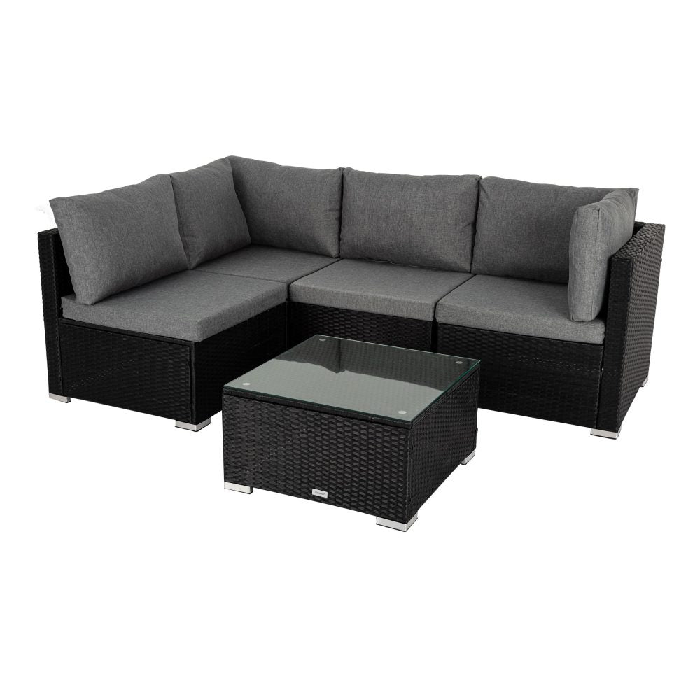 Caloundra 5 Piece Outdoor Modular Lounge, Black Wicker