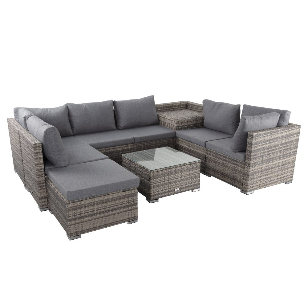 Marcoola 9 Piece Outdoor Modular Lounge, Grey Wicker
