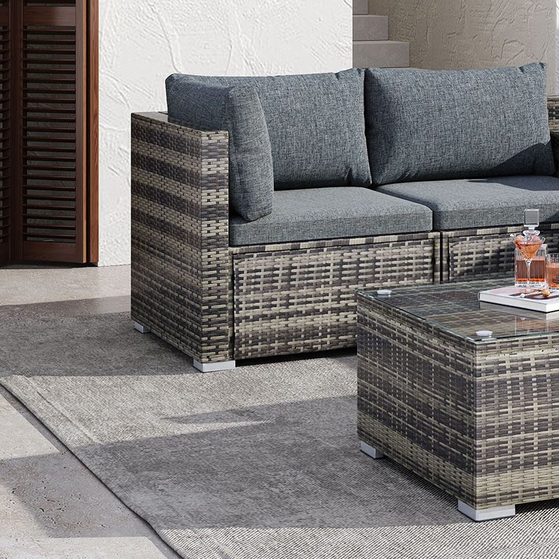 Marcoola 8 Piece Outdoor Modular Lounge, Grey Wicker