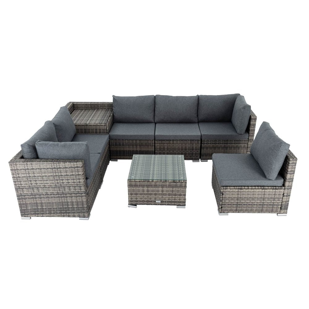 Marcoola 8 Piece Outdoor Modular Lounge, Grey Wicker