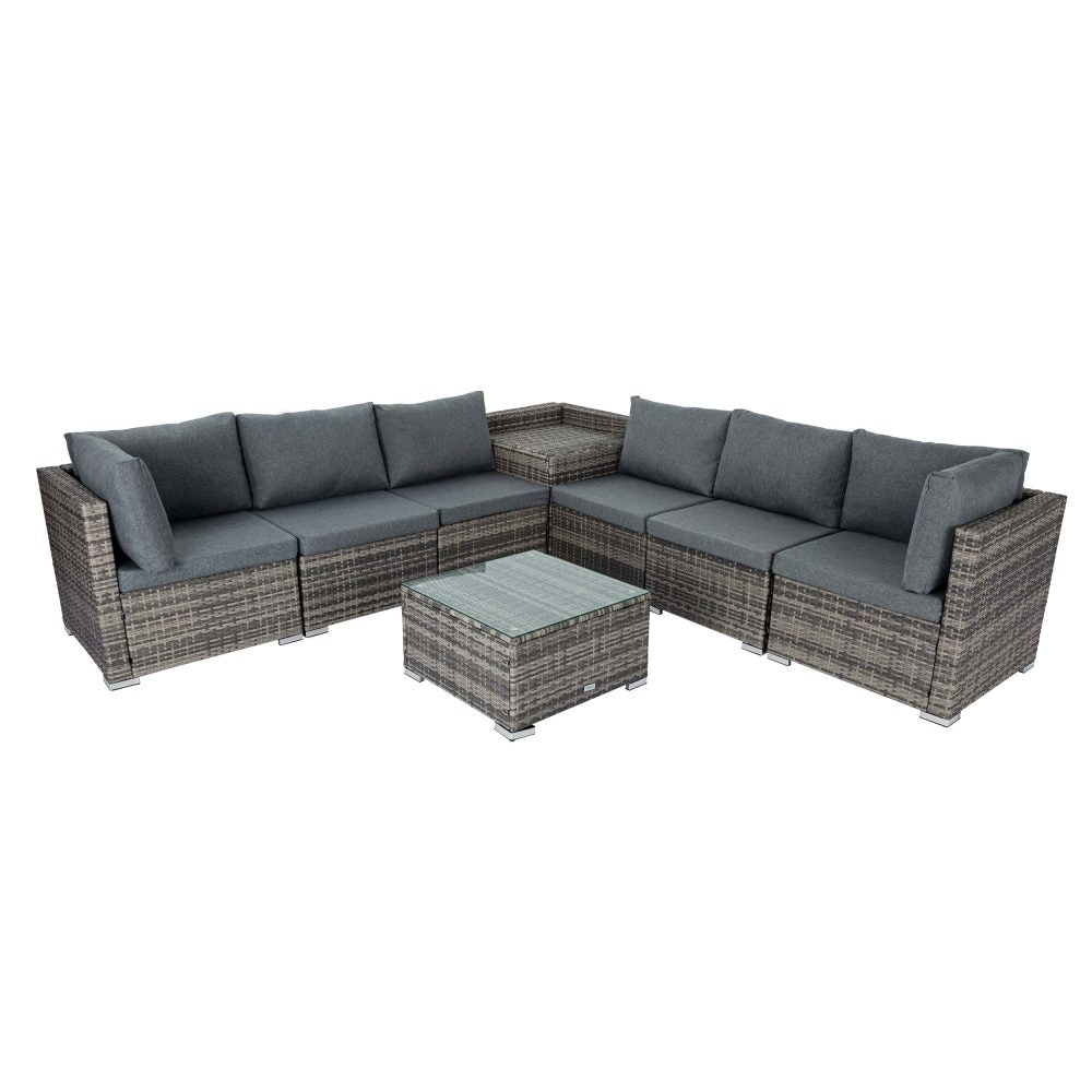 Marcoola 8 Piece Outdoor Modular Lounge, Grey Wicker