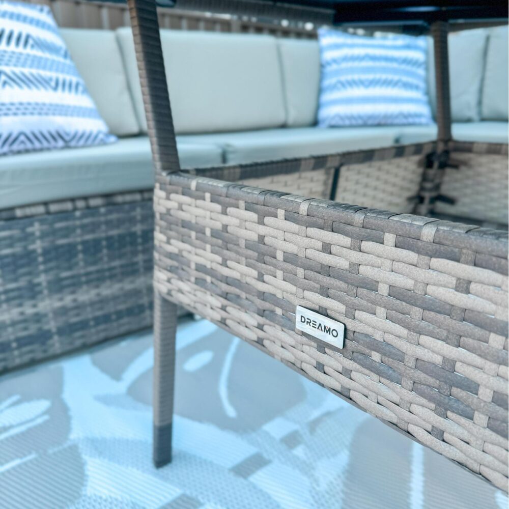 8 Piece Outdoor Dining Set, Wicker Grey, view 7