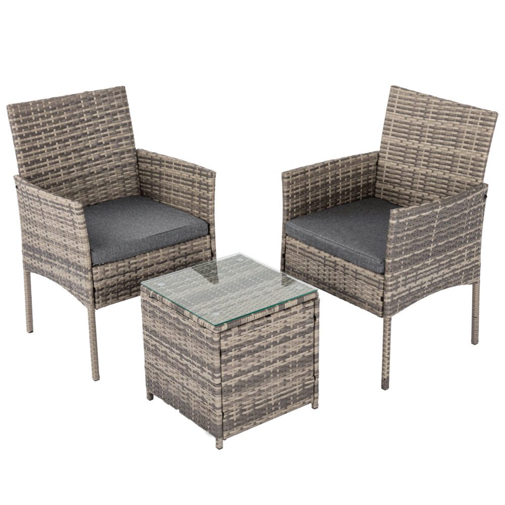 Alexandra 3 Piece Outdoor Lounge Set, Grey Wicker