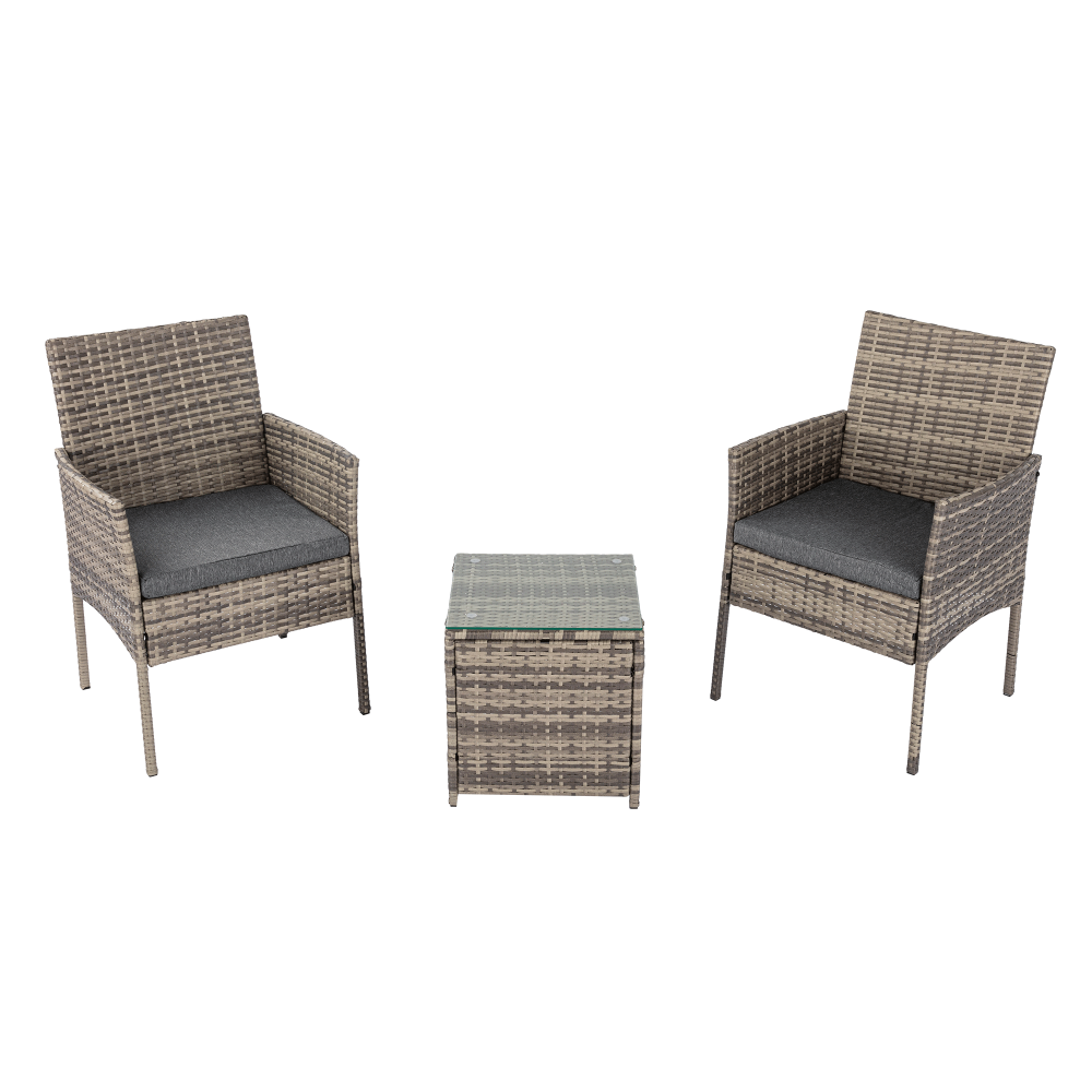 Alexandra 3 Piece Outdoor Lounge Set, Grey Wicker