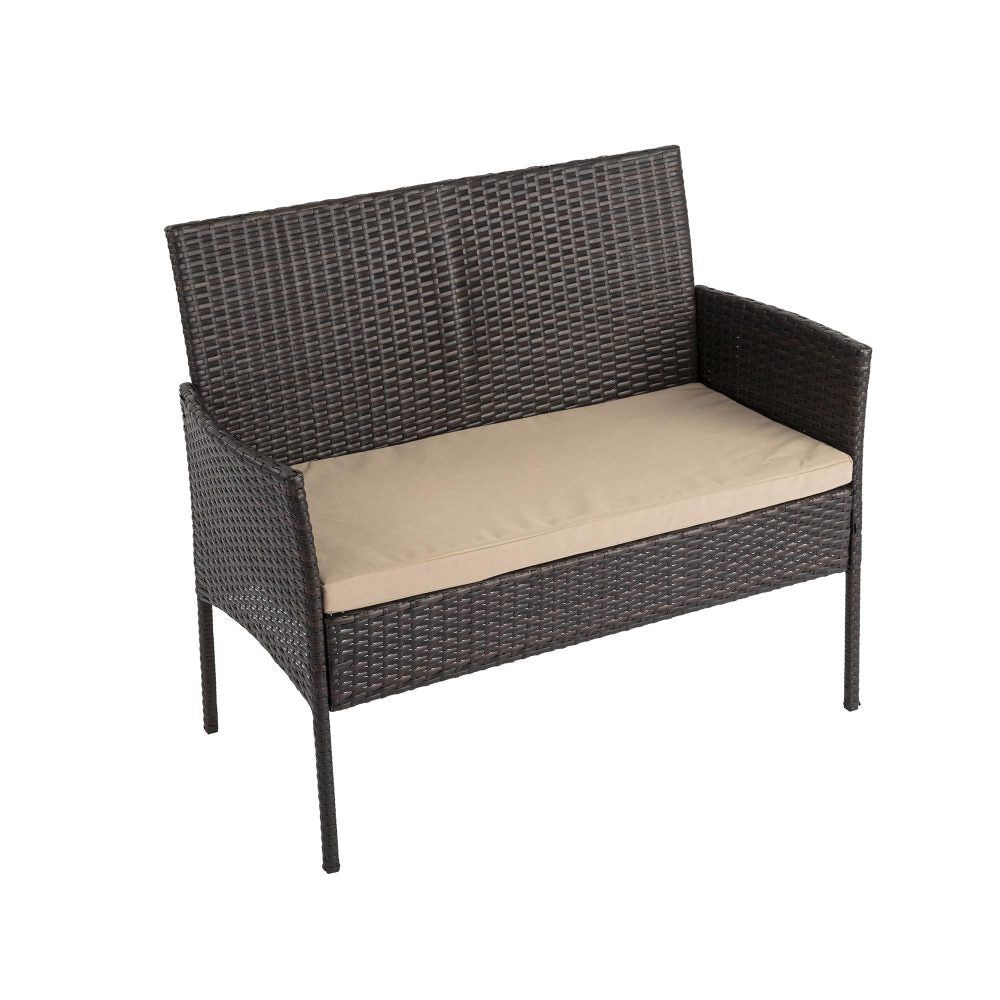 Shelly Beach 4 Piece Outdoor Lounge Set, Brown Wicker