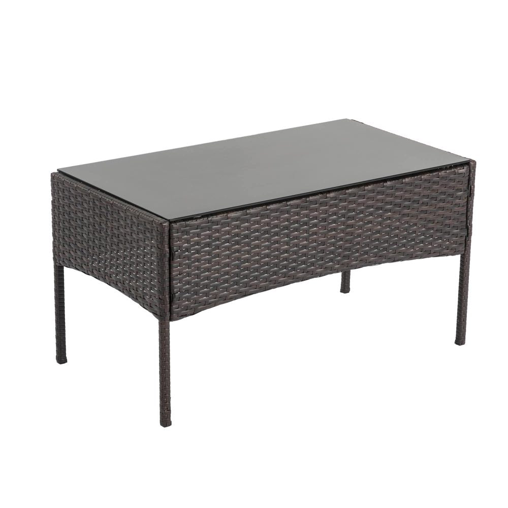 Shelly Beach 4 Piece Outdoor Lounge Set, Brown Wicker