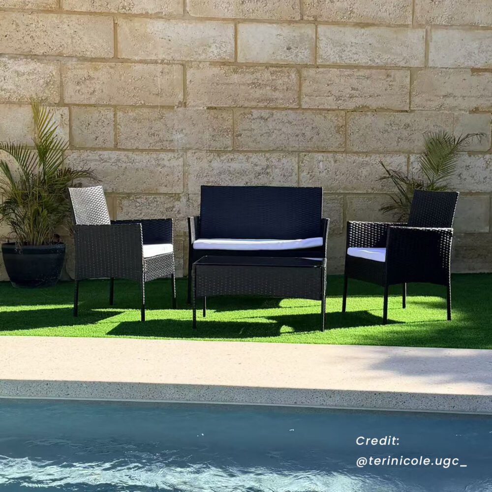 Shelly Beach 4 Piece Outdoor Lounge Set, Black Wicker