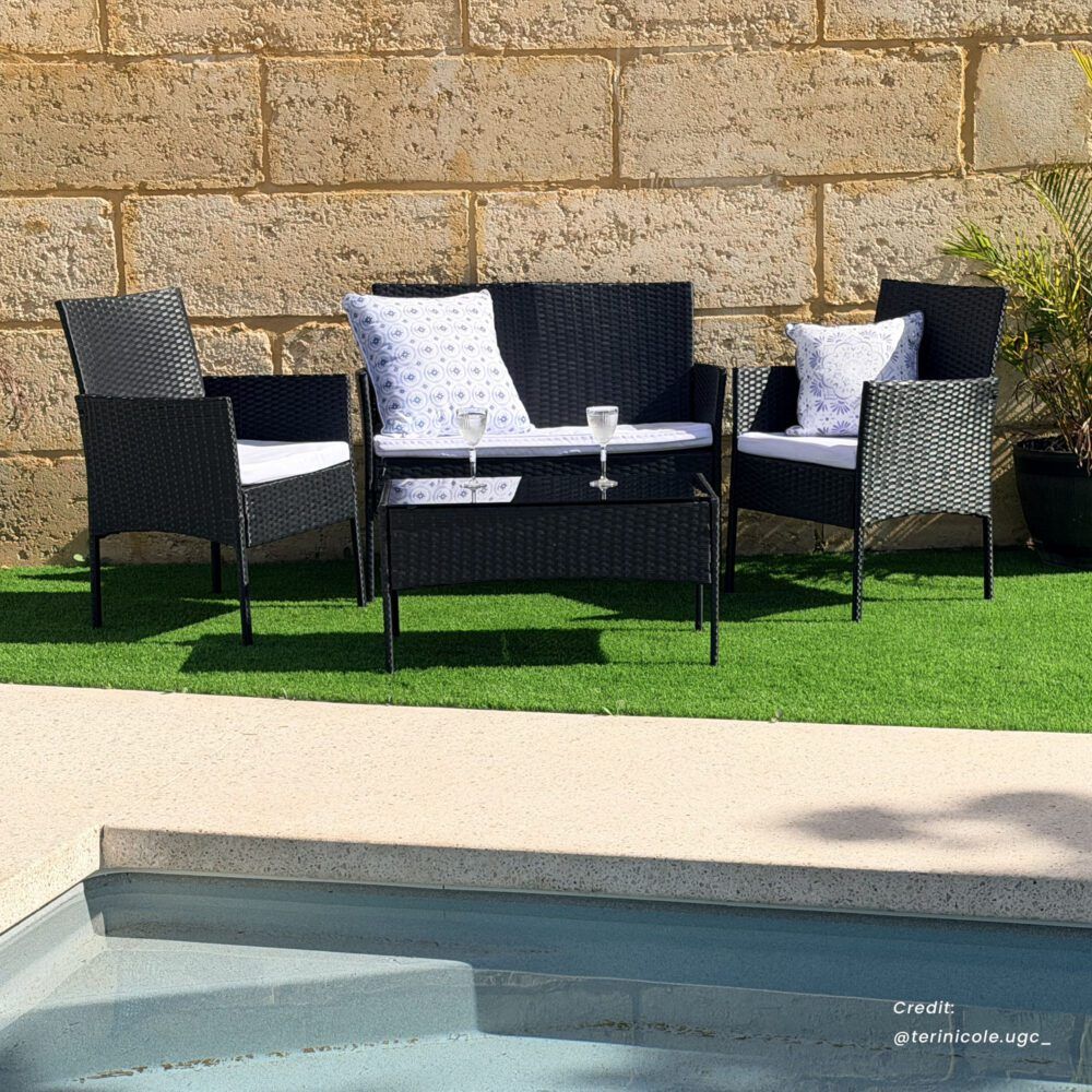 Shelly Beach 4 Piece Outdoor Lounge Set, Black Wicker