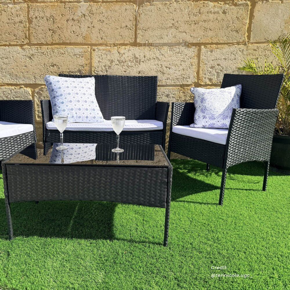 Shelly Beach 4 Piece Outdoor Lounge Set, Black Wicker