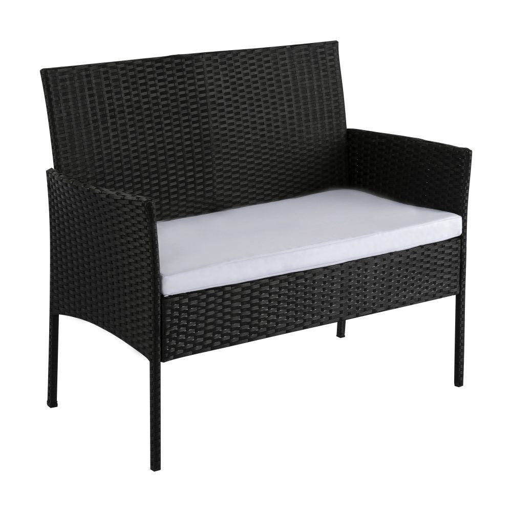 Shelly Beach 4 Piece Outdoor Lounge Set, Black Wicker