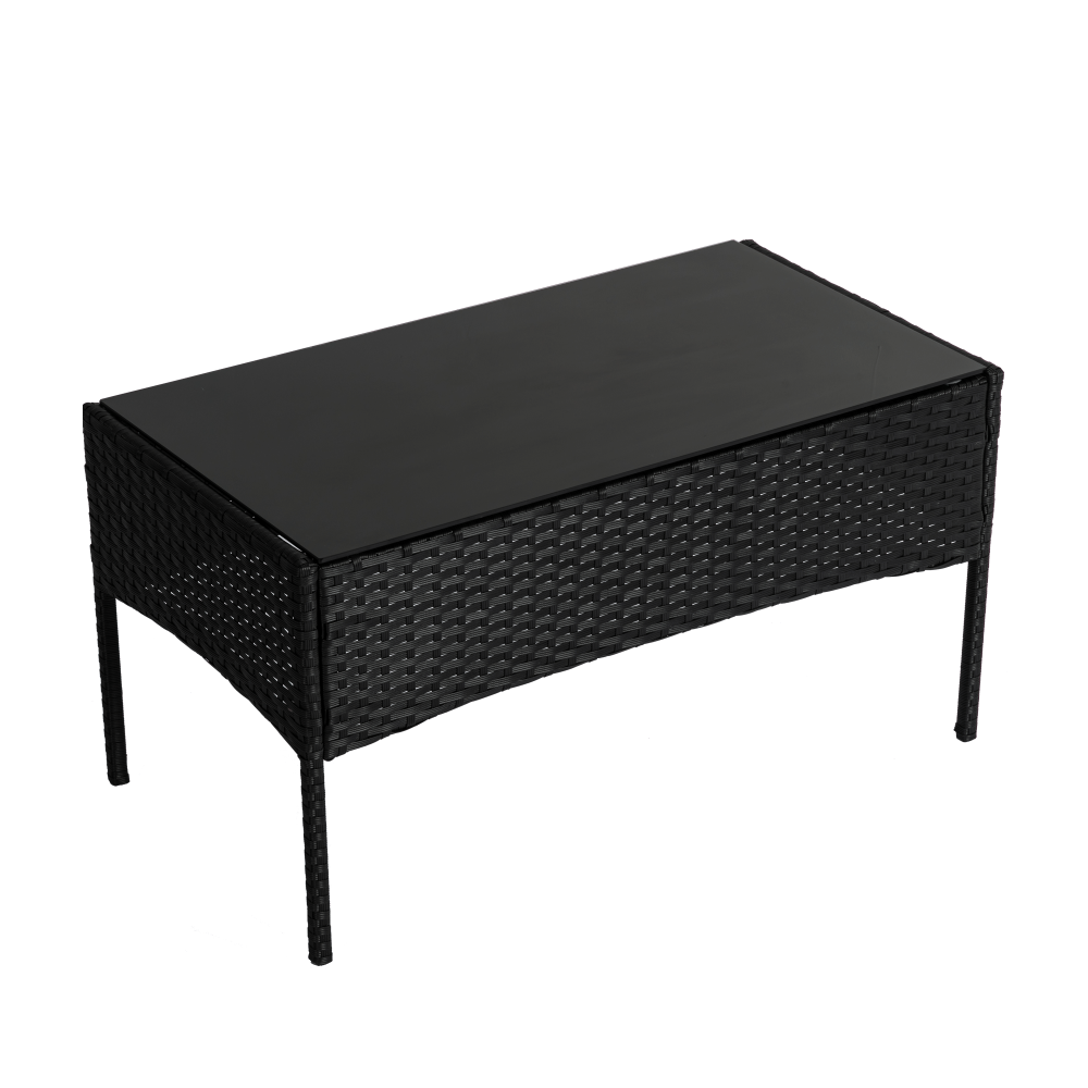 Shelly Beach 4 Piece Outdoor Lounge Set, Black Wicker