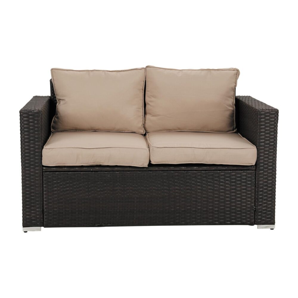 Dicky Beach 4 Piece Outdoor Lounge Set, Brown Wicker