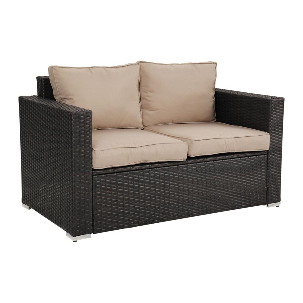 Dicky Beach 4 Piece Outdoor Lounge Set, Brown Wicker