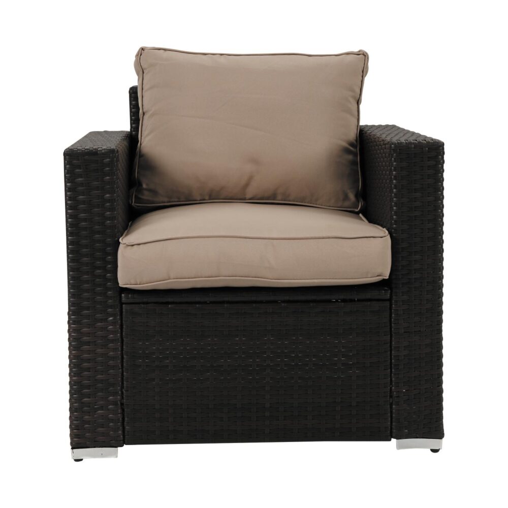 Dicky Beach 4 Piece Outdoor Lounge Set, Brown Wicker
