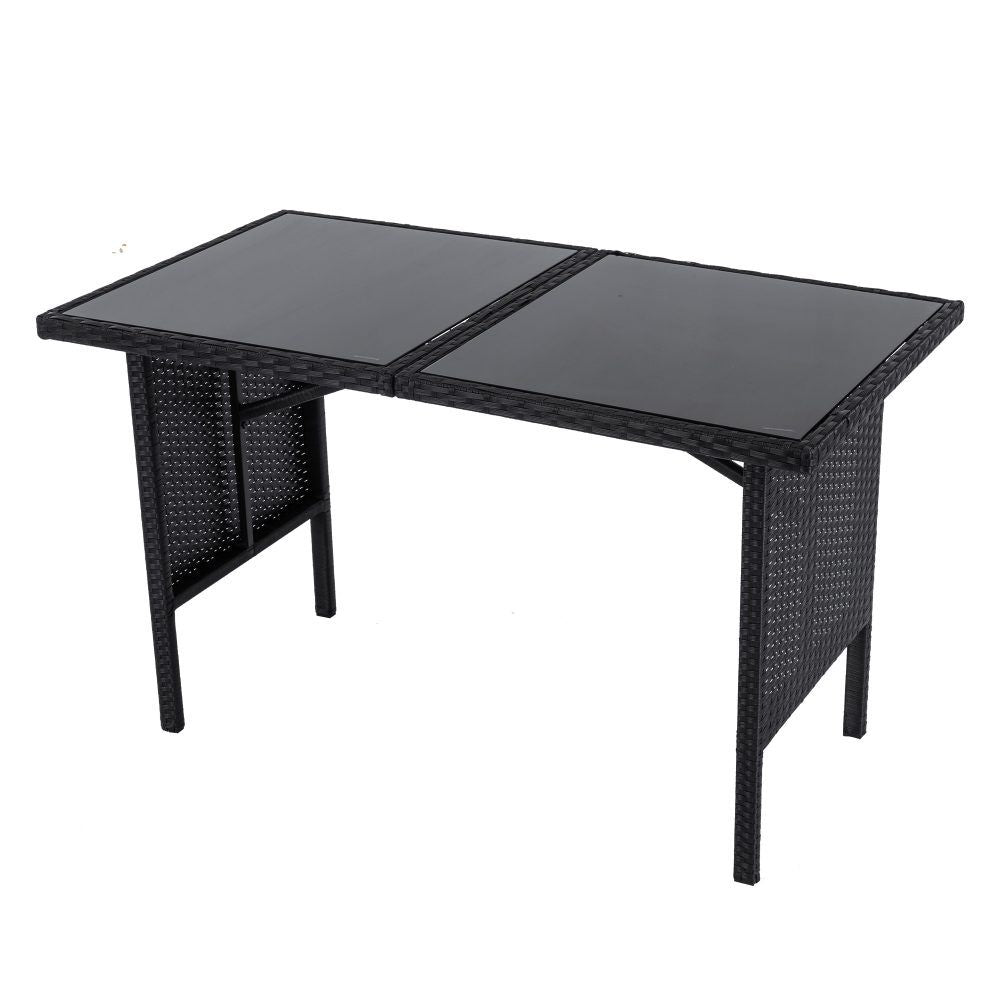 6 Piece Modular Outdoor Dining Lounge Set, Wicker Black, view 4