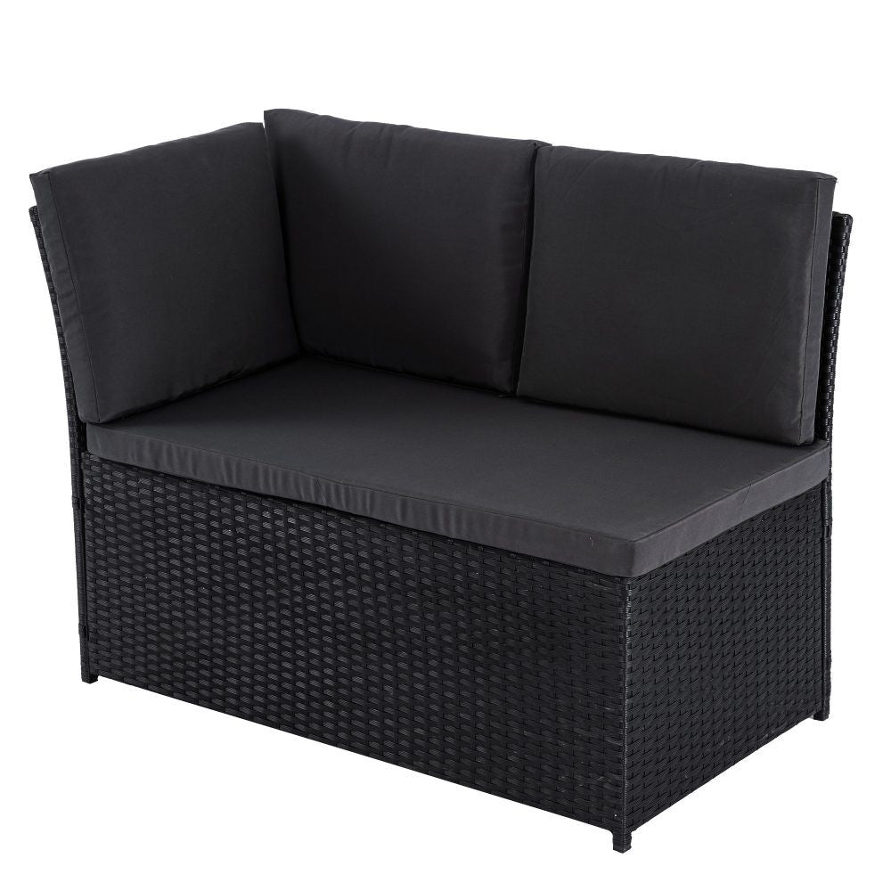 6 Piece Modular Outdoor Dining Lounge Set, Wicker Black, view 5