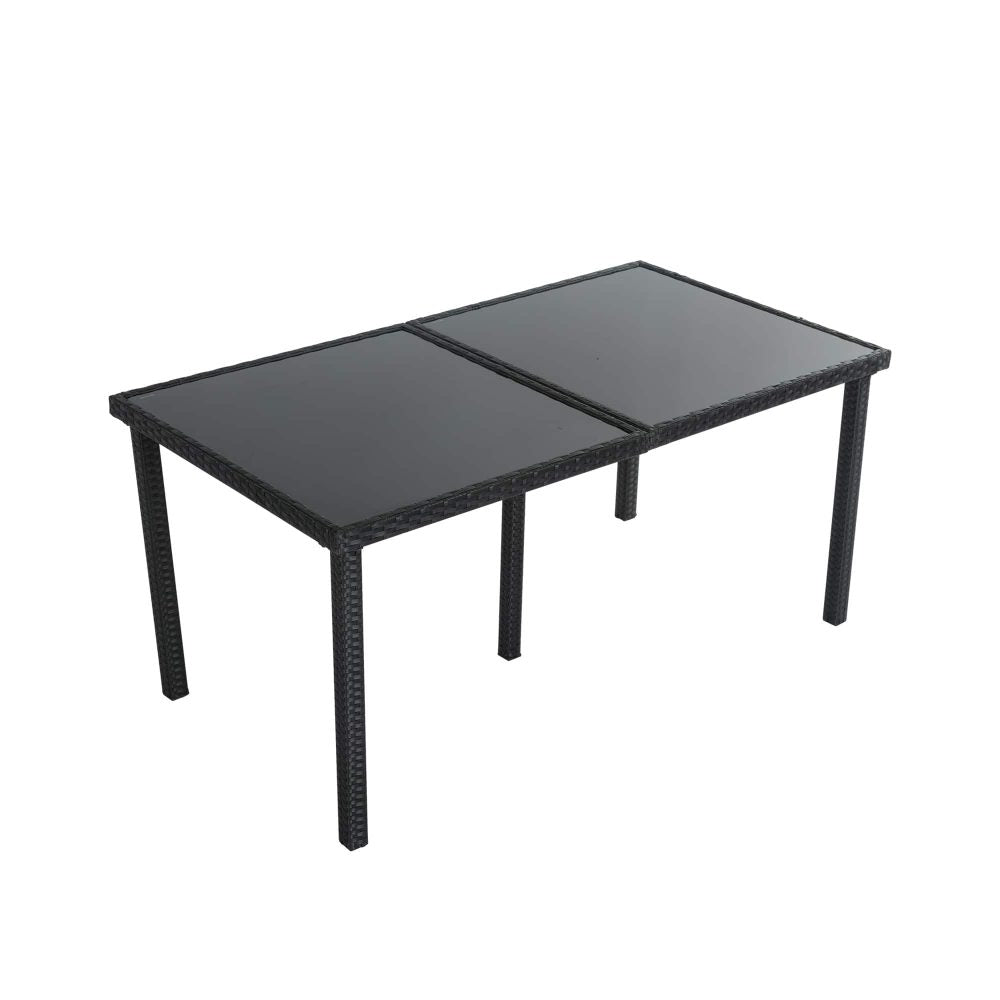 7 Piece Outdoor Dining Set, Wicker Black, view 9