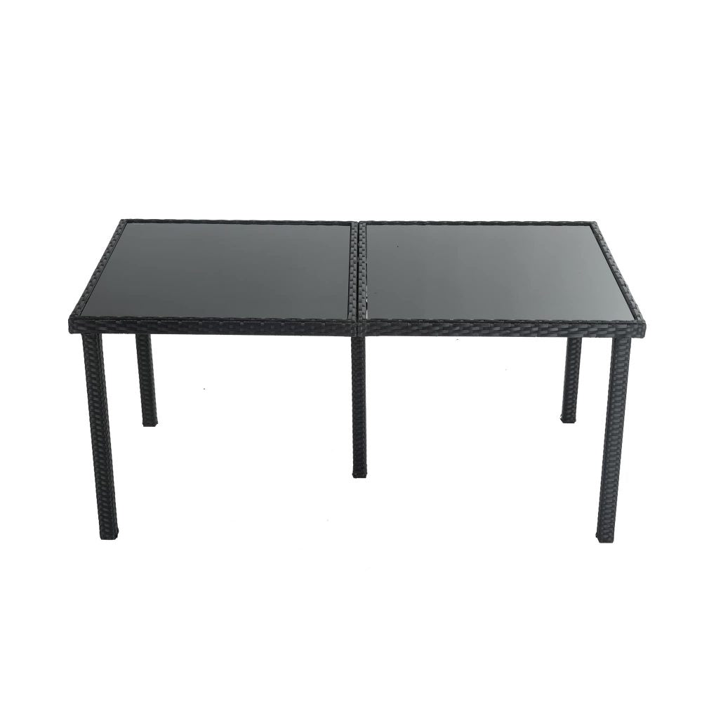 7 Piece Outdoor Dining Set, Wicker Black, view 10