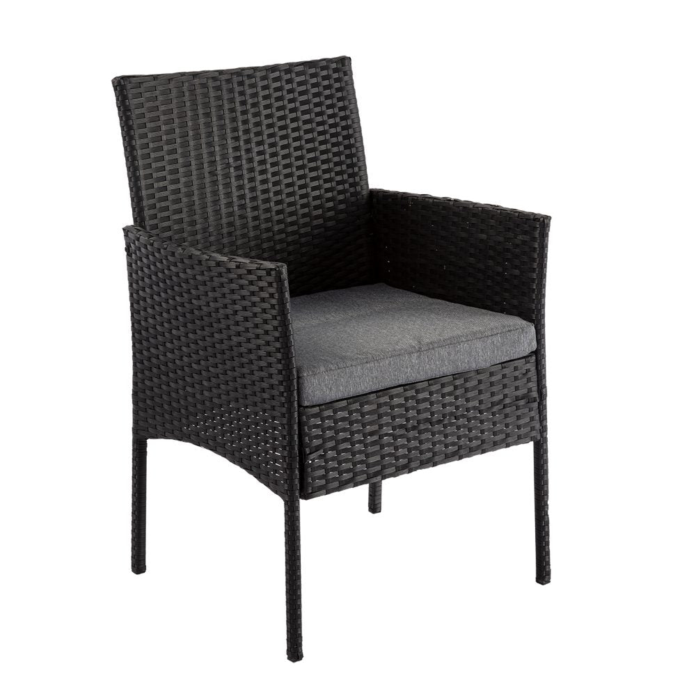 7 Piece Outdoor Dining Set, Wicker Black, view 11