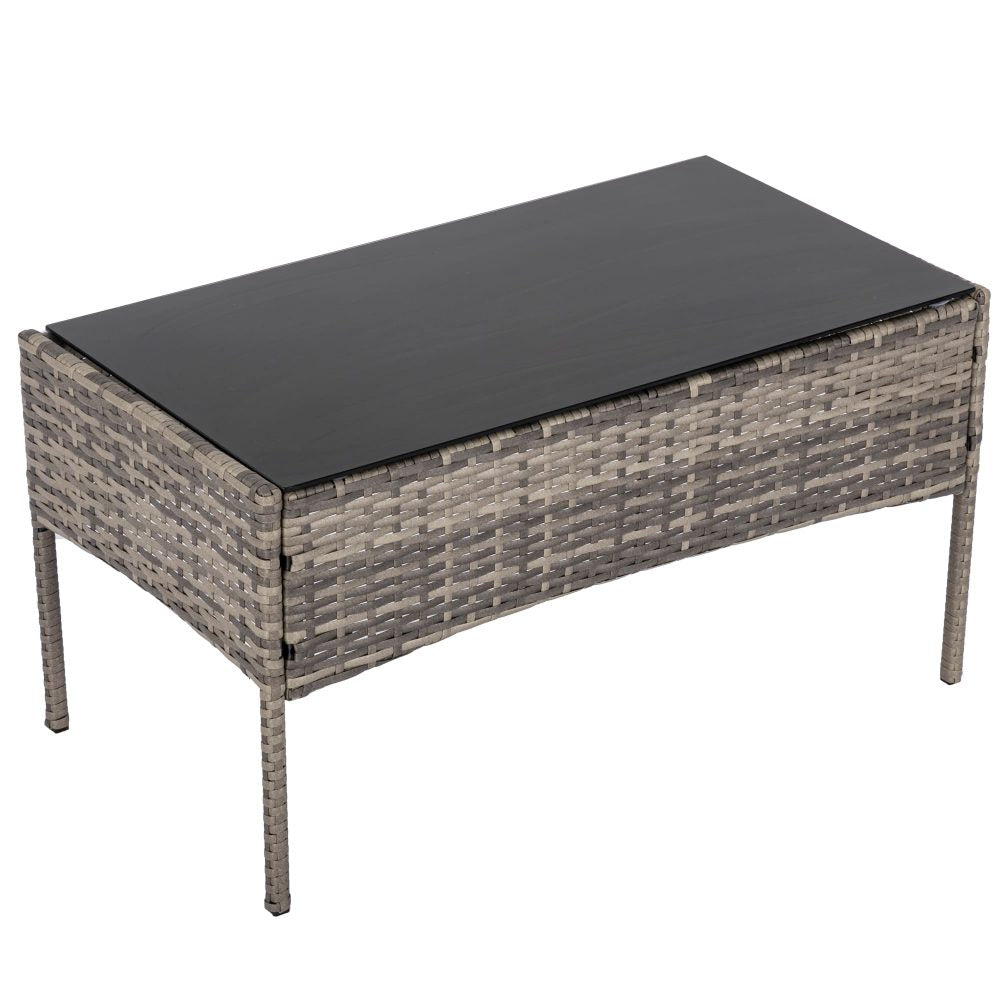 Buddina 4 Piece Outdoor Lounge Set, Grey Wicker