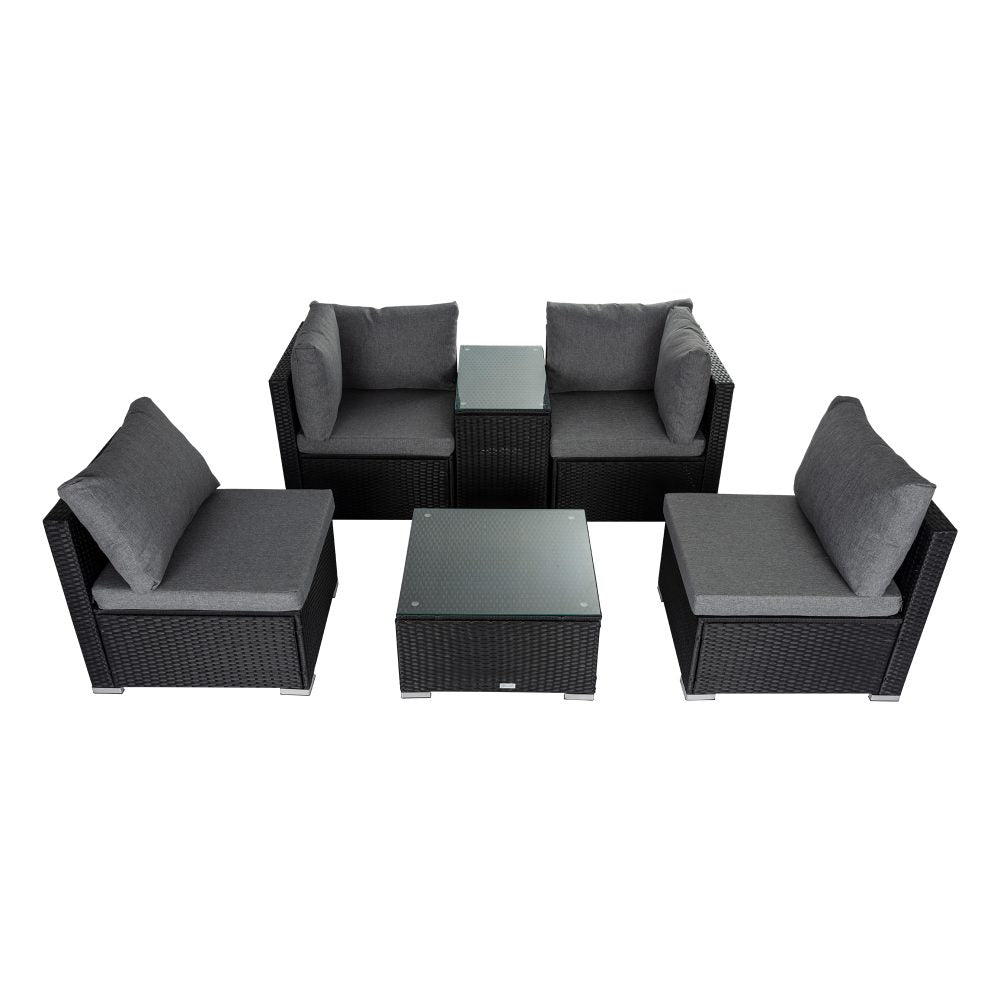Mudjimba 9 Piece Outdoor Modular Lounge, Black Wicker